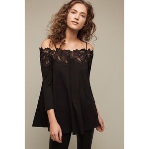 NWT Anthropologie Meadow Rue Laceline Top Black Size XS